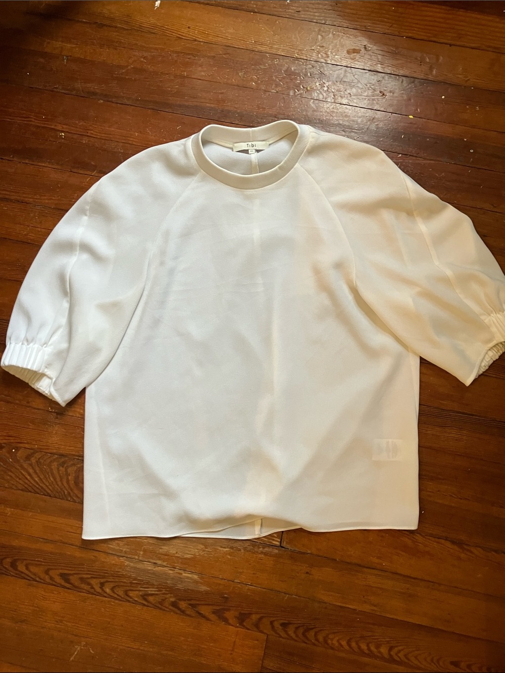 Tibi White Banded Neck Blouse